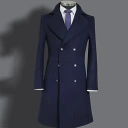 Classic Men's Suit Jackets Retro Tweed Wool Blend Trench Coat Long Customized Double Breasted Man Blazers Business Attires 2026