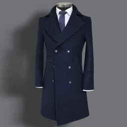 Classic Men's Suit Jackets Retro Tweed Wool Blend Trench Coat Long Customized Double Breasted Man Blazers Business Attires 2026