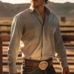 Men's Yellowstone Western Denim Shirt Two-tone patchwork pattern Men's roll-down button top Stylish casual long-sleeved shirt