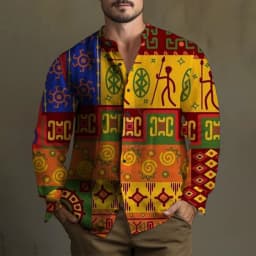 Men's Yellowstone Western Denim Shirt Two-tone patchwork pattern Men's roll-down button top Stylish casual long-sleeved shirt