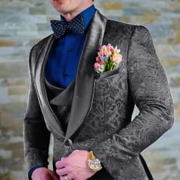 Navy Blue Men's Suit Jacquard Jacket Pants Vest 3-piece Set Formal Wedding Groom's Tuxedo Fashion 2024 Blazer Elegant Men Suit