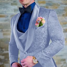 Navy Blue Men's Suit Jacquard Jacket Pants Vest 3-piece Set Formal Wedding Groom's Tuxedo Fashion 2024 Blazer Elegant Men Suit
