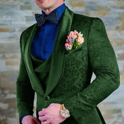 Navy Blue Men's Suit Jacquard Jacket Pants Vest 3-piece Set Formal Wedding Groom's Tuxedo Fashion 2024 Blazer Elegant Men Suit