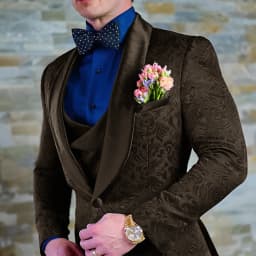 Navy Blue Men's Suit Jacquard Jacket Pants Vest 3-piece Set Formal Wedding Groom's Tuxedo Fashion 2024 Blazer Elegant Men Suit
