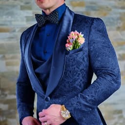 Navy Blue Men's Suit Jacquard Jacket Pants Vest 3-piece Set Formal Wedding Groom's Tuxedo Fashion 2024 Blazer Elegant Men Suit
