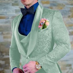 Navy Blue Men's Suit Jacquard Jacket Pants Vest 3-piece Set Formal Wedding Groom's Tuxedo Fashion 2024 Blazer Elegant Men Suit