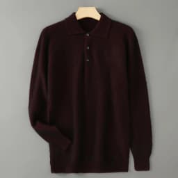 POLO Collar 100% Pure Mink Cashmere Knitted Sweater Men's Lapel Loose Knot Needle Pullovers Business Casual Warm Tops Base Shirt