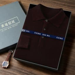 POLO Collar 100% Pure Mink Cashmere Knitted Sweater Men's Lapel Loose Knot Needle Pullovers Business Casual Warm Tops Base Shirt