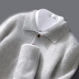 Autumn And Winter New 100 Pure Wool Sweater Men's POLO Collar Button Loose Pullover Sweater Cashmere Knitted Bottoming Shirt