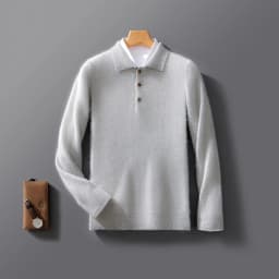 Autumn And Winter New 100 Pure Wool Sweater Men's POLO Collar Button Loose Pullover Sweater Cashmere Knitted Bottoming Shirt