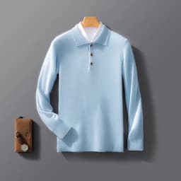 Autumn And Winter New 100 Pure Wool Sweater Men's POLO Collar Button Loose Pullover Sweater Cashmere Knitted Bottoming Shirt