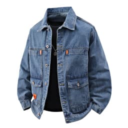 Trendy Loose fit Denim Jacket A Vintage Wash Finish Workwear Inspired Multipocket Design and Versatile Casual Style