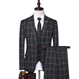 Suit (Blazer + Vest + Trousers) Fashion Business Casual Gentleman Men's Italian Style Elegant Plaid Slim Formal 3-piece Suit