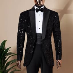 Shining Sequins Prom Men Suits Tuxedo Slim Fit Peak Lapel Luxury Blazer with Pants 4 Pcs Tailored Groom Wedding Party Suit