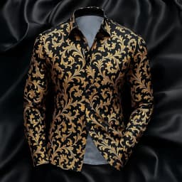 Men's simple solid color 3D geometric pattern print lapel long-sleeved shirt casual daily autumn and winter all-match tops
