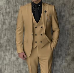 Black Luxury Men's Suits Elegant Slim Fit Male Blazer Peak Lapel Latest Three-Piece (Jacket+Pants+Vest) Terno Masculino Completo