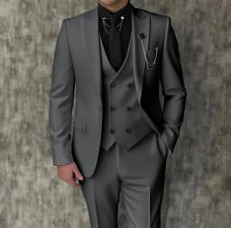 Black Luxury Men's Suits Elegant Slim Fit Male Blazer Peak Lapel Latest Three-Piece (Jacket+Pants+Vest) Terno Masculino Completo