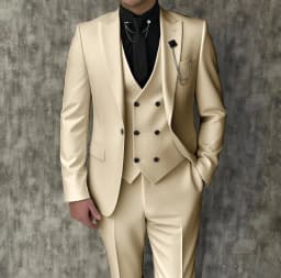 Black Luxury Men's Suits Elegant Slim Fit Male Blazer Peak Lapel Latest Three-Piece (Jacket+Pants+Vest) Terno Masculino Completo