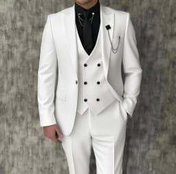 Black Luxury Men's Suits Elegant Slim Fit Male Blazer Peak Lapel Latest Three-Piece (Jacket+Pants+Vest) Terno Masculino Completo