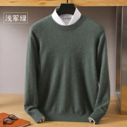 Men's Wool Sweater Round Neck Pullover 100% Pure Mink Cashmere Knitting Large Size Autumn Winter New Long Sleeve Fashion Highend