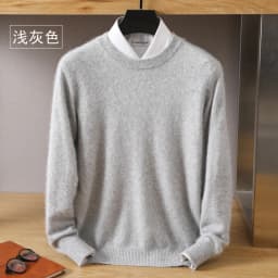 Men's Wool Sweater Round Neck Pullover 100% Pure Mink Cashmere Knitting Large Size Autumn Winter New Long Sleeve Fashion Highend