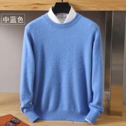 Men's Wool Sweater Round Neck Pullover 100% Pure Mink Cashmere Knitting Large Size Autumn Winter New Long Sleeve Fashion Highend