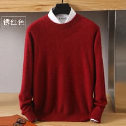 Men's Wool Sweater Round Neck Pullover 100% Pure Mink Cashmere Knitting Large Size Autumn Winter New Long Sleeve Fashion Highend