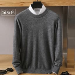Men's Wool Sweater Round Neck Pullover 100% Pure Mink Cashmere Knitting Large Size Autumn Winter New Long Sleeve Fashion Highend