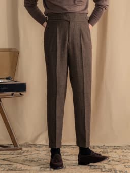 Vintage Wool Herringbone Pattern Silger Casual Pants British Bloodbath Gangsta Warm High Waist Straight Pants