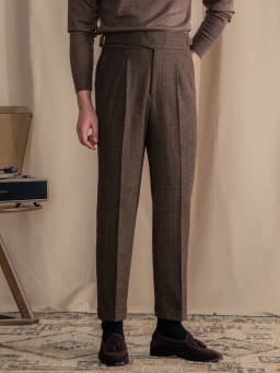 Vintage Wool Herringbone Pattern Silger Casual Pants British Bloodbath Gangsta Warm High Waist Straight Pants