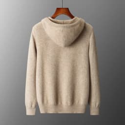 2025 New Men Knitted Plane Hooded Cardigan Cashmere Sweater Zipper Design Pocket Decoration High quality Thick Warmth Hoodie