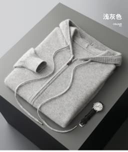 2025 New Men Knitted Plane Hooded Cardigan Cashmere Sweater Zipper Design Pocket Decoration High quality Thick Warmth Hoodie
