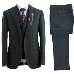 Men 3 Piece Suit Tweed Herringbone Double-Breasted Wedding Tuxedos Size Men Clothing