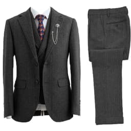 Men 3 Piece Suit Tweed Herringbone Double-Breasted Wedding Tuxedos Size Men Clothing
