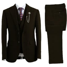 Men 3 Piece Suit Tweed Herringbone Double-Breasted Wedding Tuxedos Size Men Clothing
