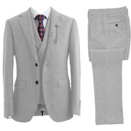 Men 3 Piece Suit Tweed Herringbone Double-Breasted Wedding Tuxedos Size Men Clothing