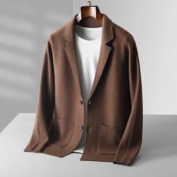 Autumn Winter Men Cashmere Sweater Button Cardigan Turn-Down Collar 100% Merino Wool Pocket Knitwear Soft Casual Fashion Coat