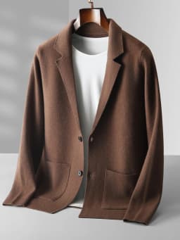 Autumn Winter Men Cashmere Sweater Button Cardigan Turn-Down Collar 100% Merino Wool Pocket Knitwear Soft Casual Fashion Coat