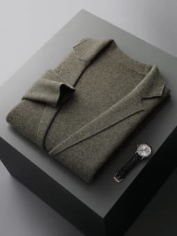Autumn Winter Men Cashmere Sweater Button Cardigan Turn-Down Collar 100% Merino Wool Pocket Knitwear Soft Casual Fashion Coat