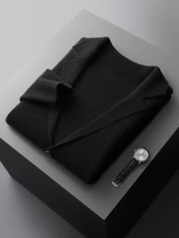 Autumn Winter Men Cashmere Sweater Button Cardigan Turn-Down Collar 100% Merino Wool Pocket Knitwear Soft Casual Fashion Coat