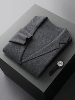 Autumn Winter Men Cashmere Sweater Button Cardigan Turn-Down Collar 100% Merino Wool Pocket Knitwear Soft Casual Fashion Coat