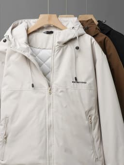 DUKEEN Men's Thick Cotton-Padded Jacket Warm Winter Hooded Coat Insulated Outdoor Proofwahter Softshell Hiking Jacket