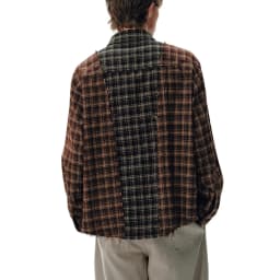Plaid Splice Shirt Men Japanese Streetwear Fashion Loose Casual Long Sleeve Shirts Cityboy Oversize Cargo Shirts Unisex Blouses