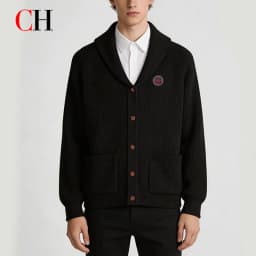CH Men's Shawl Collar Ribbed Knit Cardigan Button Front Soft Warm Casual Winter Sweater Coat with Pockets