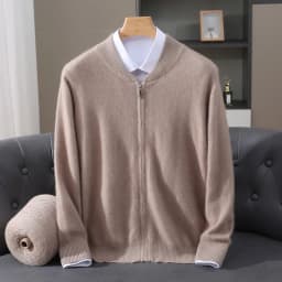 Winter New Mink Wool Cardigan Men's Round Neck Thickened Zipper Coat Business Casual Knitted Cashmere Sweater