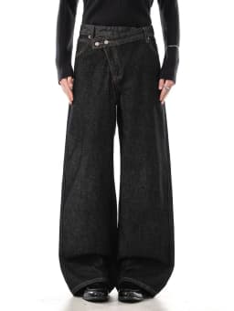 Men's Irregular Design Jeans Vibe Casual Pants Wide Legs Sweatpants Male High Waist Unisex Baggy Trousers