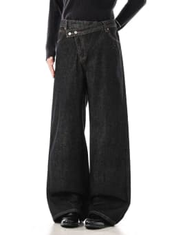 Men's Irregular Design Jeans Vibe Casual Pants Wide Legs Sweatpants Male High Waist Unisex Baggy Trousers