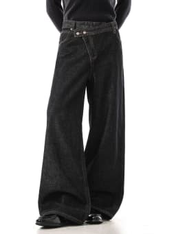 Men's Irregular Design Jeans Vibe Casual Pants Wide Legs Sweatpants Male High Waist Unisex Baggy Trousers