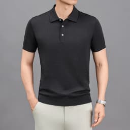 Ture 100% Merino Wool Tees Men Superfine Wool Short Sleeve Clothes Male Turn Down Collar Knit Polo Shirt Thin Sheep Wool Tops