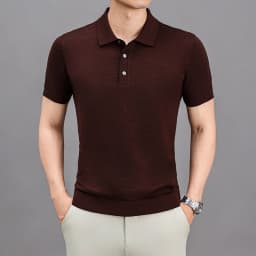 Ture 100% Merino Wool Tees Men Superfine Wool Short Sleeve Clothes Male Turn Down Collar Knit Polo Shirt Thin Sheep Wool Tops
